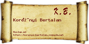 Korényi Bertalan névjegykártya